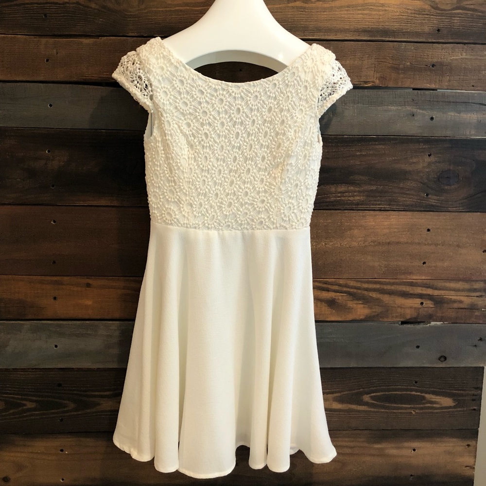 White lace fit and flare dress